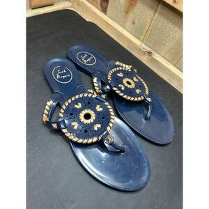 Jack Rogers Womens Navy & Gold Jelly Sandals Size 9 With Sunburst Design